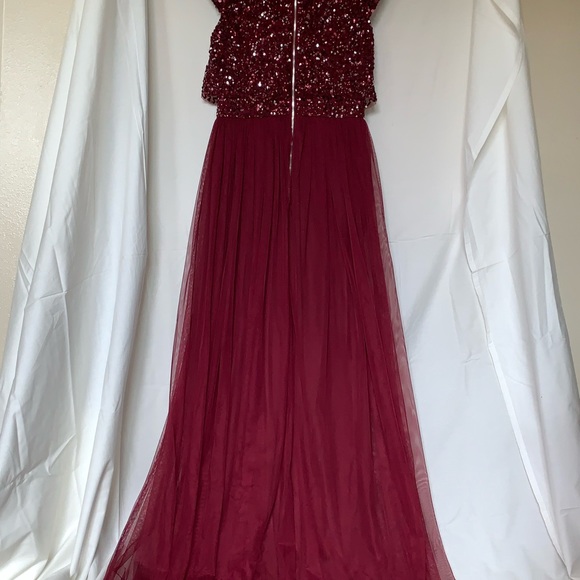 Bridesmaid mix dress. Red with sequence top - Picture 4 of 5